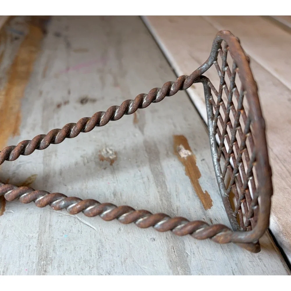 Vintage Antique Wire Potato Masher Primitive Kitchen Tool Wood Handle c1 900